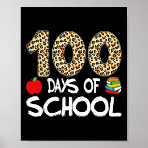 Affiche 100 jours d'école enseignante léopard 100e jour d'