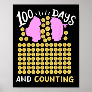 Affiche 100 Jours D'École Et Comptage Pig Coin Bynk Enfant