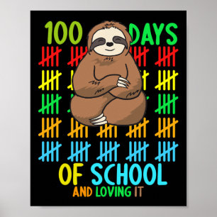 Affiche 100 jours d'école et l'aimer - les enfants paresse