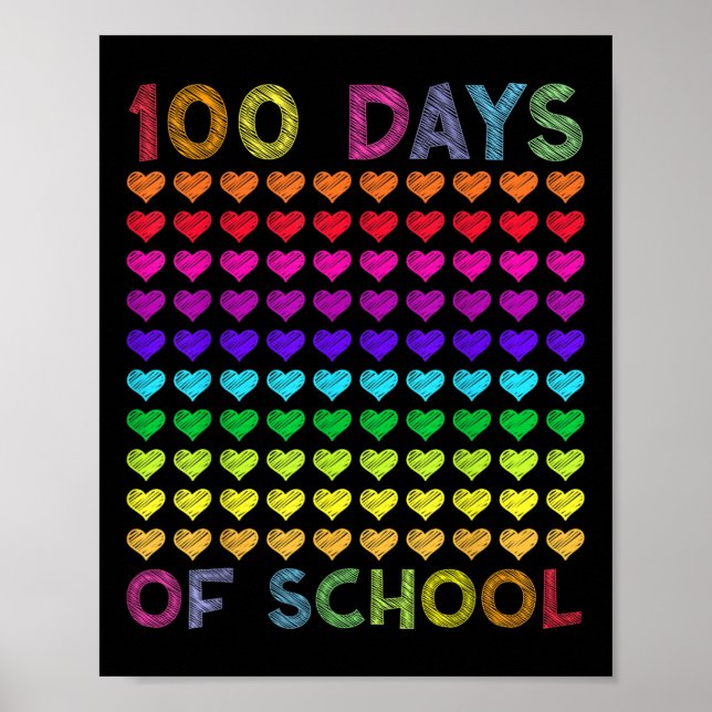 Affiche 100 Jours D'École Et Toujours Aimer Il Coeur (Devant)