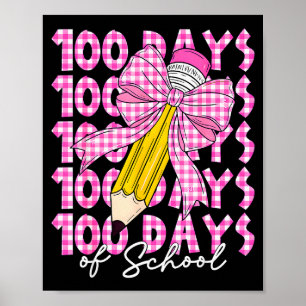 Affiche 100 jours d'école filles Coquette Bow 100ème jour 