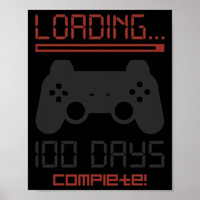 Affiche 100 Jours D'École Jeux Vidéo Gamer Complet Garçons (Devant)