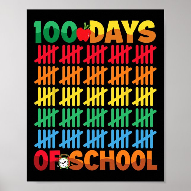 Affiche 100 Jours D'École Joyeux 100E Jour D'Enseignement (Devant)