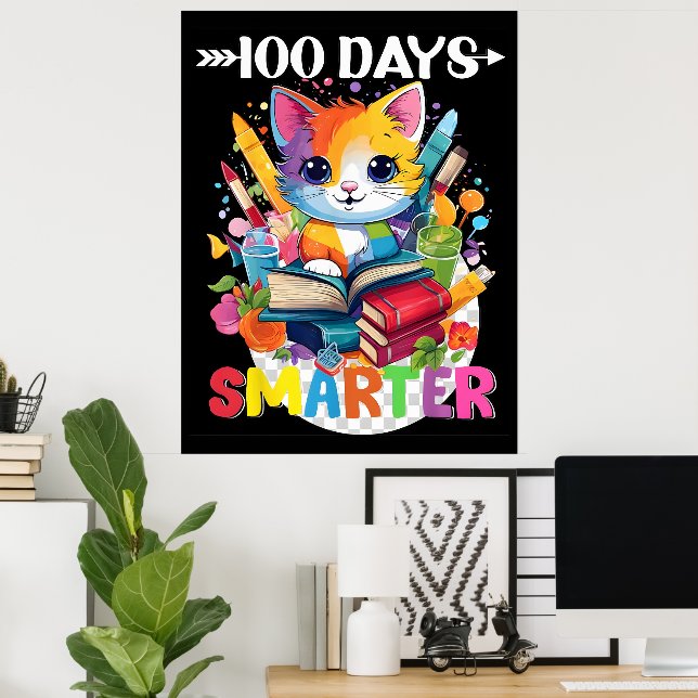 Affiche 100 Jours d'école mignonne Chat Kitten Filles Enfa (Bureau à domicile)