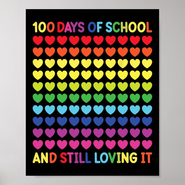 Affiche 100 Jours d'école Mignonne Enseignants de Coeur et (Devant)