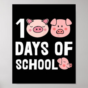 Affiche 100 Jours D'École Pig Cartoon Enseignant Cute Étud