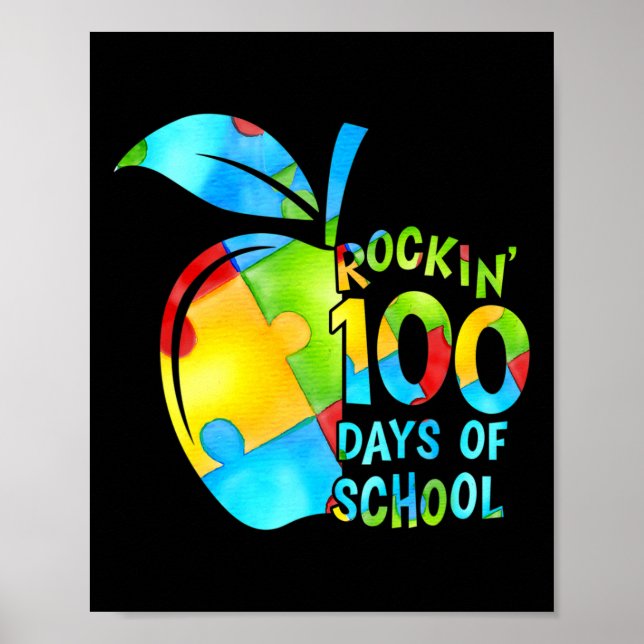 Affiche 100 Jours D'École Puzzle Sensibilisation sur l'aut (Devant)