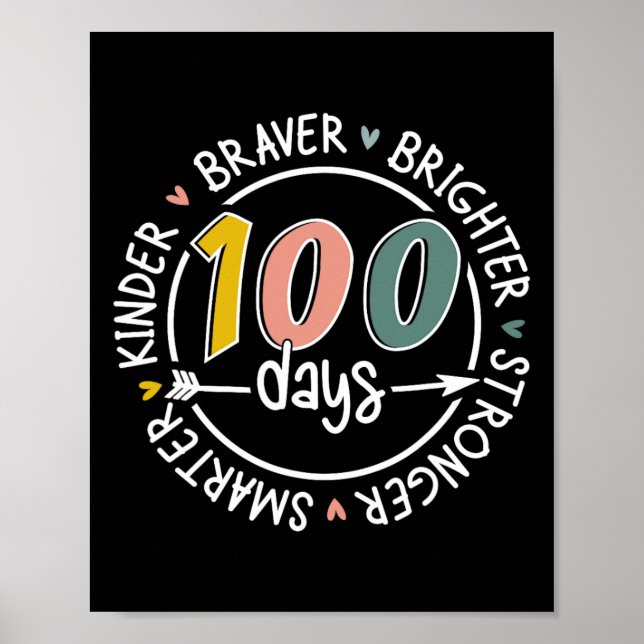 Affiche 100 Jours D'École Smarter Kinder Plus Fort Brighte (Devant)