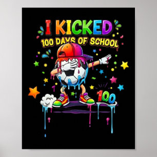 Affiche 100 Jours D'école Soccer Drip Enfants Garçons Drôl