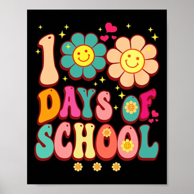 Affiche 100 Jours D'École Super Rétro 100E Jour Enseignant (Devant)