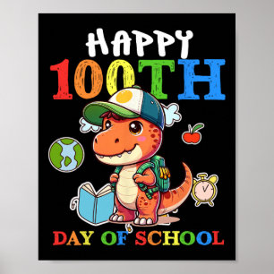 Affiche 100 Jours D'École T Rex Dinosaur Professeur Garçon