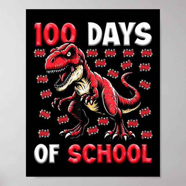 Affiche 100 Jours D'École T-rex Garçons 100E Jour De (Devant)