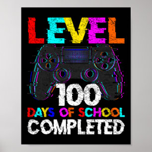 Affiche 100 Jours D'École Terminé Gamer Garçon Niveau 100 
