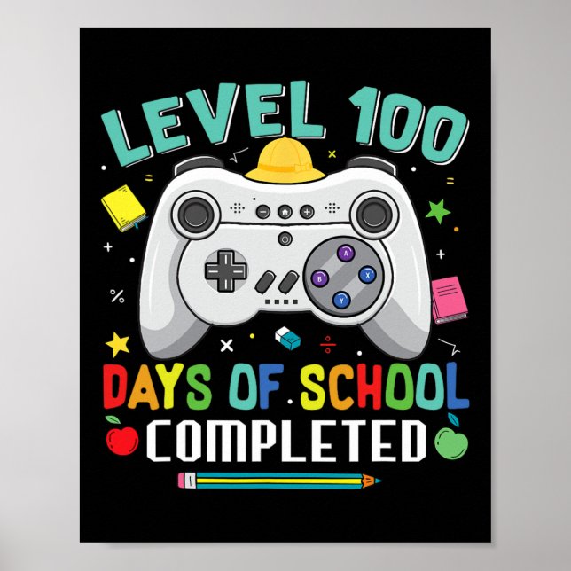 Affiche 100 Jours D'École Terminé Gamer Garçons 100e (Devant)