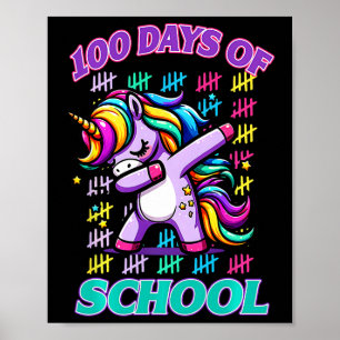 Affiche 100 Jours D'École Unicorn Dabbing Étudiant 100 Jou