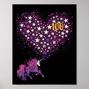 Affiche 100 Jours D'École Unicorn Étoiles 100ème Jour Femm
