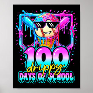Affiche 100 jours dégoulinants d'école de baseball glace 1