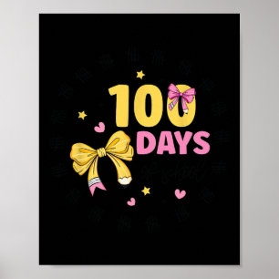 Affiche 100 Jours D'Enseignant À L'École Coquette Bow 100e