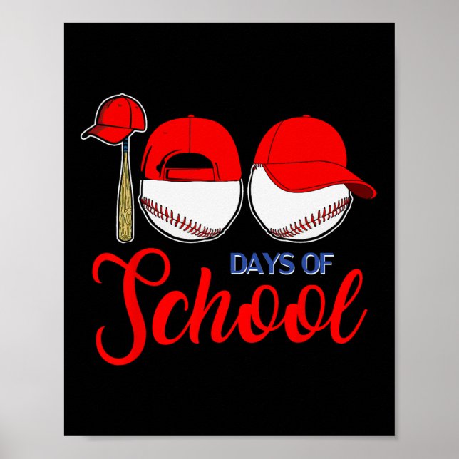 Affiche 100 Jours D'Enseignant De Baseball Scolaire Enfant (Devant)