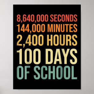 Affiche 100 Jours D'Enseignant Tenue 80s Retro Vintag