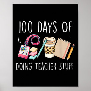 Affiche 100 Jours D'Enseignante Femme D'École Graphique 10