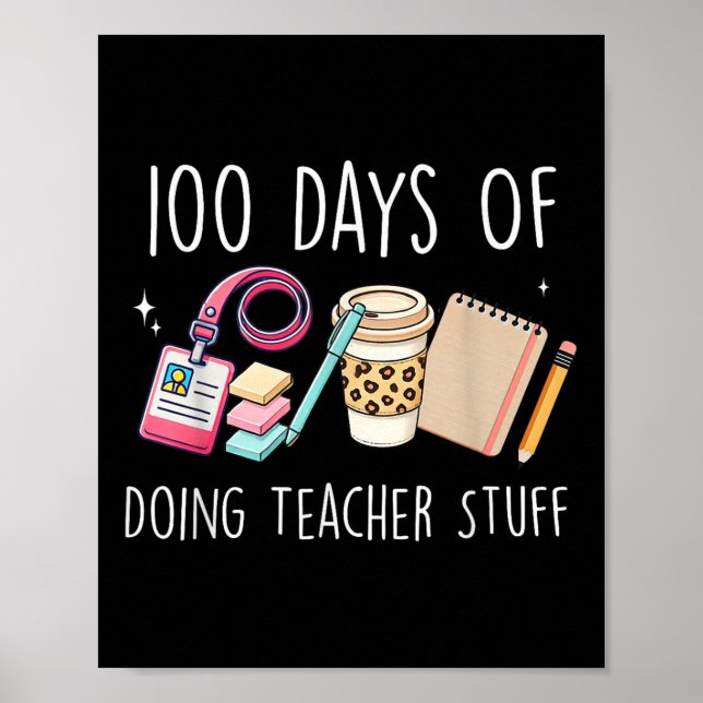 Affiche 100 Jours D'Enseignante Femme D'École Graphique 10 (Devant)