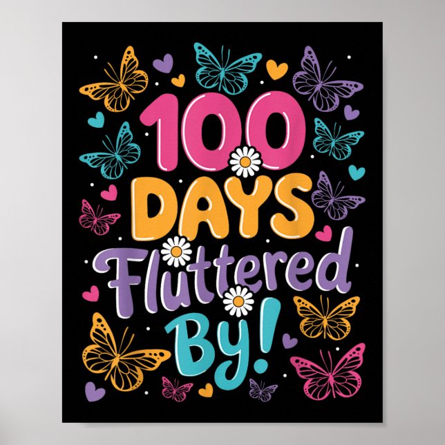 Affiche 100 Jours Enfants Fluttered 100e Jour De L'École (Devant)