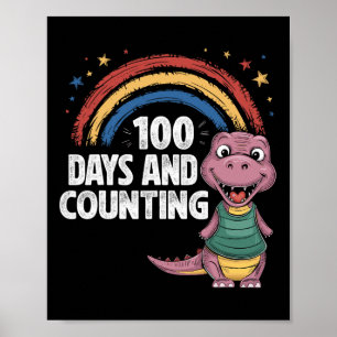 Affiche 100 Jours Et Compter Les Enfants Drôle Dinosaure 1