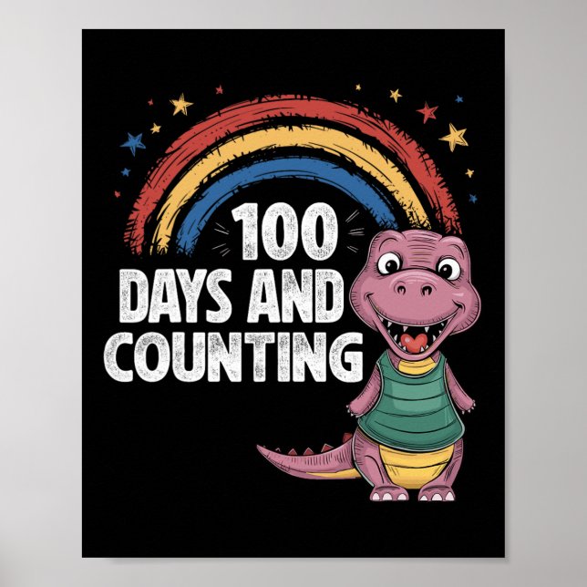 Affiche 100 Jours Et Compter Les Enfants Drôle Dinosaure 1 (Devant)