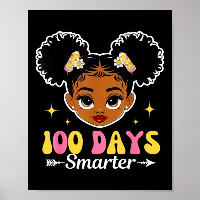 Affiche 100 Jours Fille Afro Smarter 100ème Jour De L'Écol (Devant)