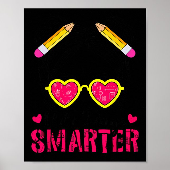 Affiche 100 Jours Filles plus intelligentes Messy Bun Chev (Devant)