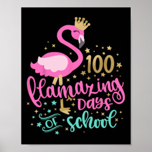 Affiche 100 Jours Flamazing De Flamant rose D'École Enseig