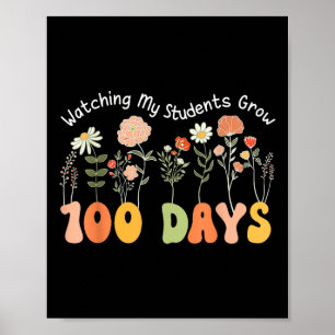 Affiche 100 jours Growing Boho Flowers Enseignant 100e jou