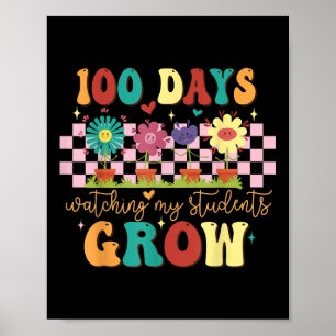 Affiche 100 jours Growing Boho Flowers Enseignant 100e jou
