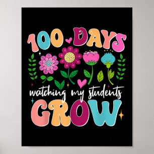 Affiche 100 jours Growing Boho Flowers Enseignant 100e jou