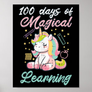 Affiche 100 jours Magical Learning Unicorn 100th Day Girls