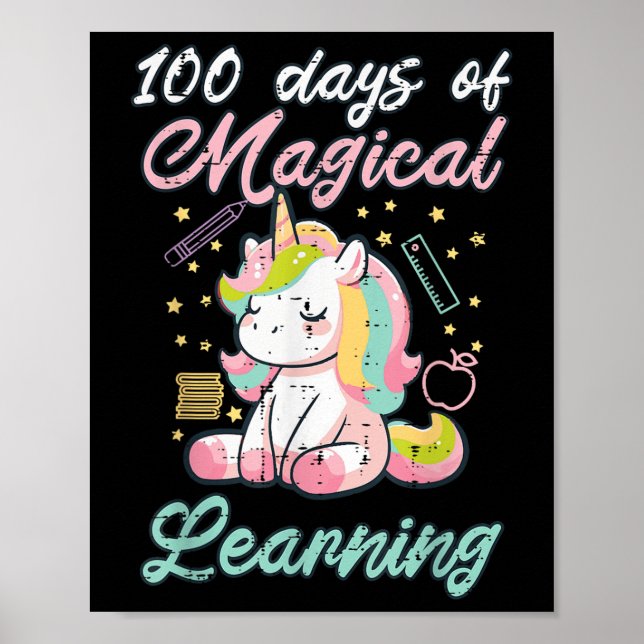 Affiche 100 jours Magical Learning Unicorn 100th Day Girls (Devant)