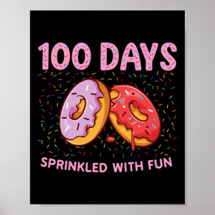 Affiche 100 jours parsemés de donut amusant 100e jour de c