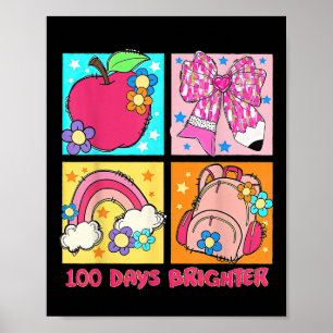 Affiche 100 Jours Plus Brighter Retro Coquette 100e Jour D