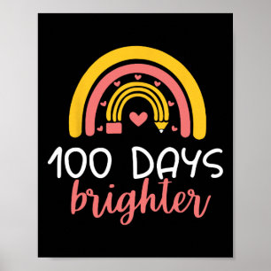 Affiche 100 Jours plus lumineux Rainbow Teacher Girl 100e