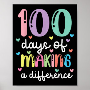 Affiche 100 jours pour faire une différence 100e jour d'éc