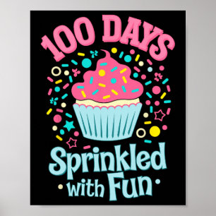 Affiche 100 Jours Saupoudrés Avec Chemise Cupcake Fun Heur