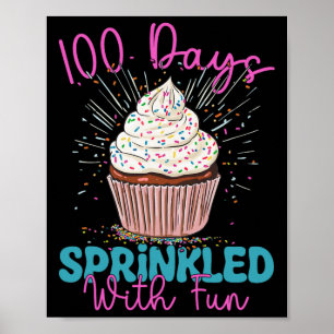 Affiche 100 Jours Saupoudrés De Cupcake Amusants 100e Jour
