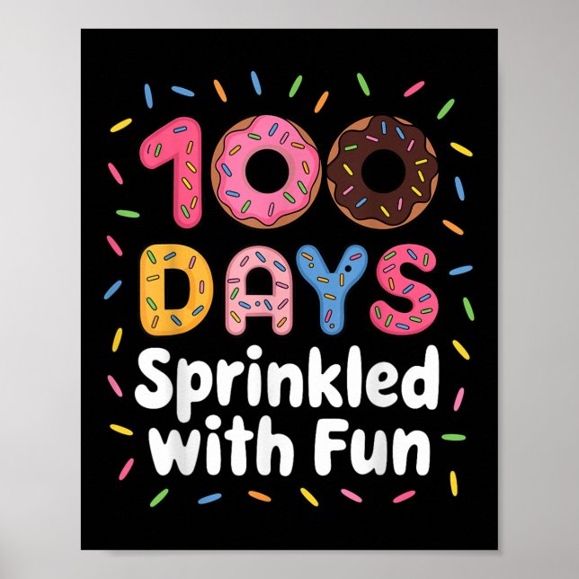 Affiche 100 Jours Saupoudrés De Donuts Amusants 100E Jour  (Devant)