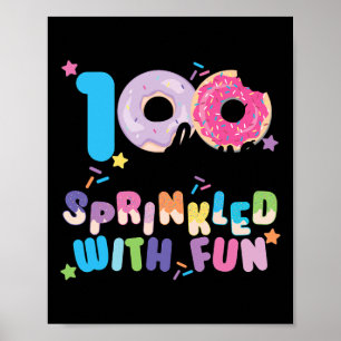 Affiche 100 Jours Saupoudrés De Donuts Amusants Joyeux 100