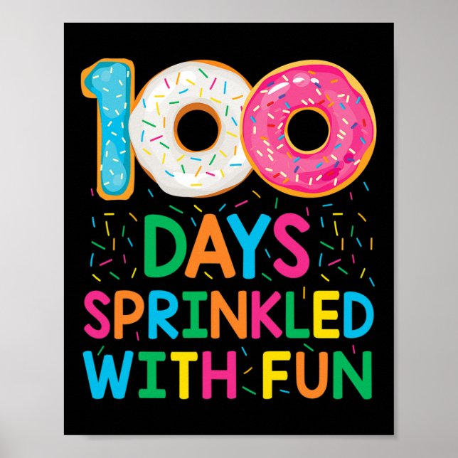Affiche 100 Jours Saupoudrés De Fun Donut School Enseignan (Devant)