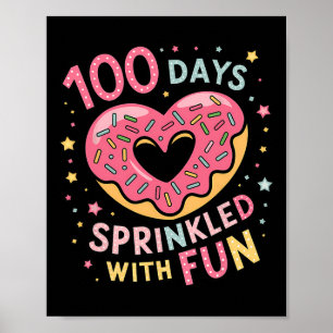Affiche 100 Jours Saupoudrés D'Enseignant De Coeur De Donu