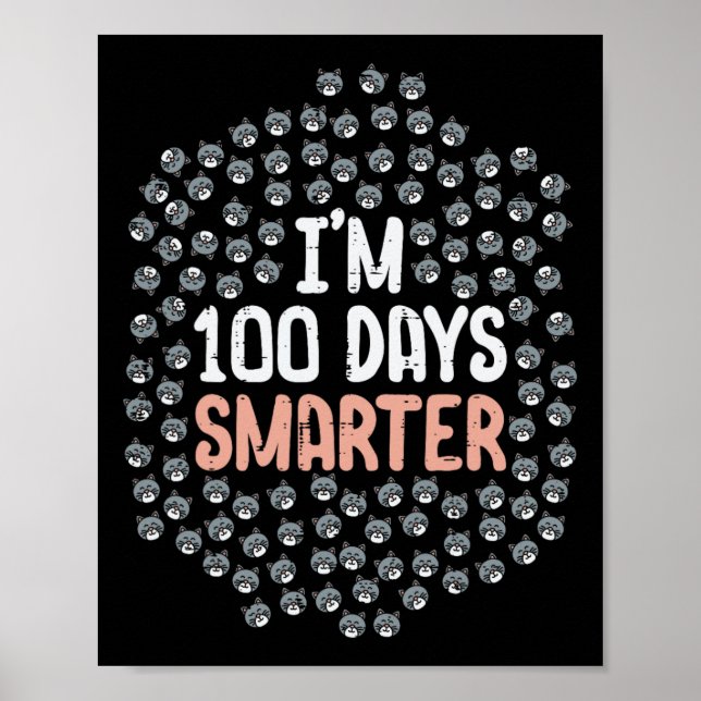Affiche 100 Jours Smarter 100e Jour De L'École Kitten Chat (Devant)