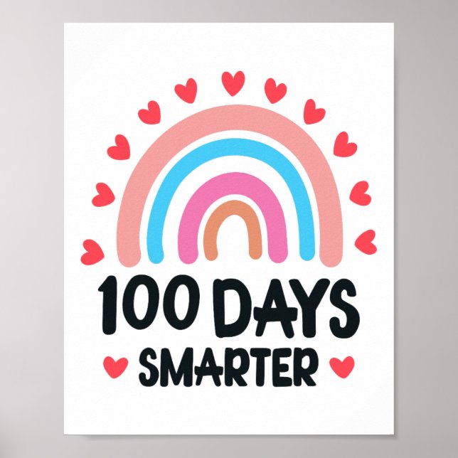 Affiche 100 Jours Smarter 100ème Jour De Scolaires Garçons (Devant)