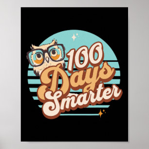 Affiche 100 Jours Smarter Owl Retro Enseignant Enfants 100